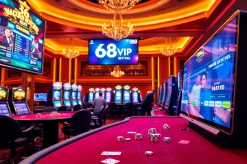 Players enjoying the thrilling atmosphere of 68VIP Casino with poker and slot games.